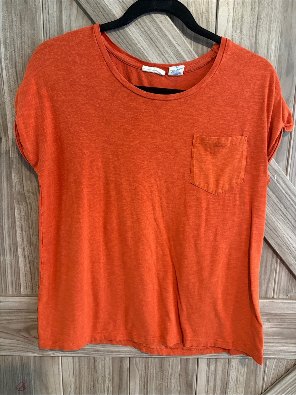 Sigrid Olsen Orange Short Sleeve Crewneck Pocket Tee